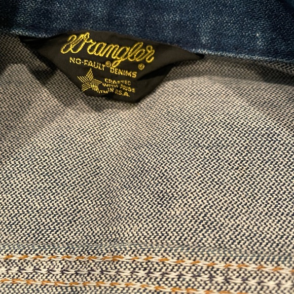 WRANGLER Vintage Blue Jean No Faults Denim Slant Pocket Made in USA Jacket | GUC - Picture 3 of 13